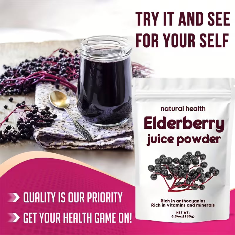 Elderberry Juice Powder 6.34oz – Natural Freeze-Dried Fruit Powder Peaceful Pleasures