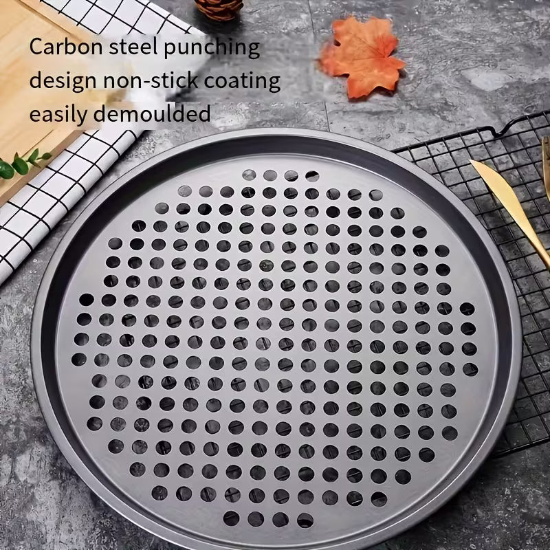 12-Inch Carbon Steel Perforated Pizza Pan Peaceful Pleasures
