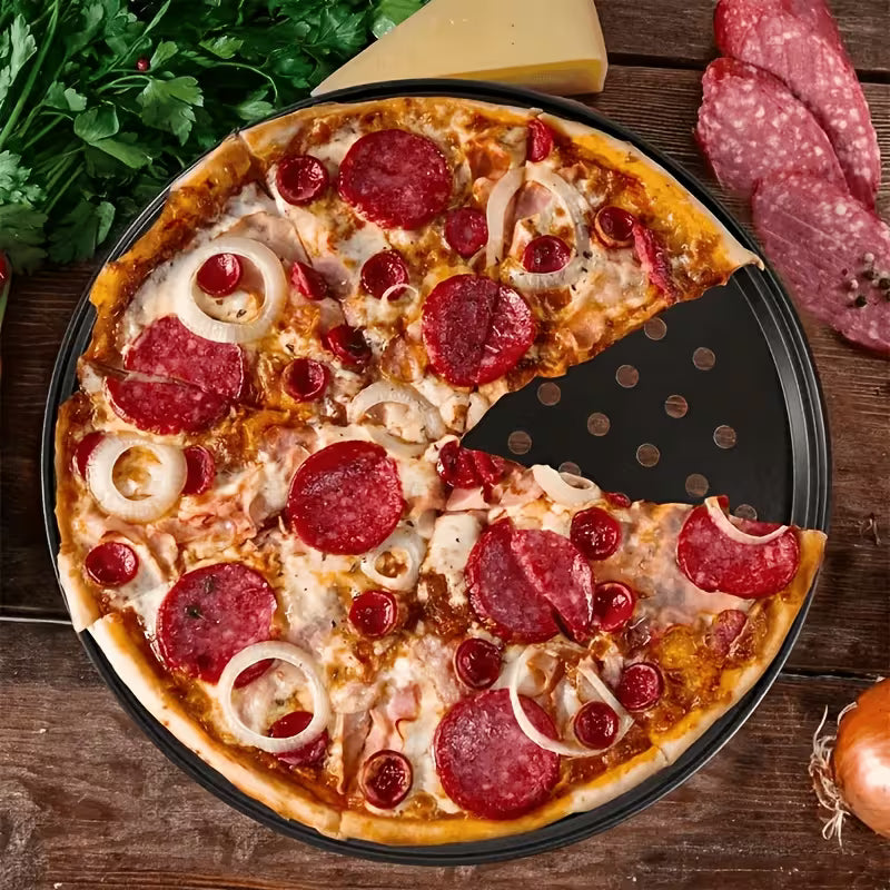 12-Inch Carbon Steel Perforated Pizza Pan Peaceful Pleasures