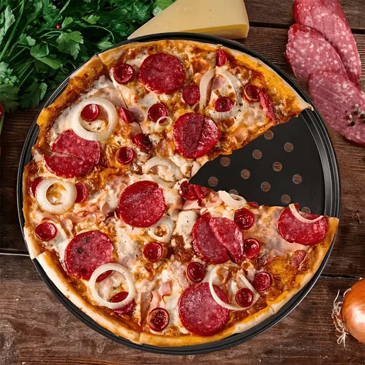 12-Inch Carbon Steel Perforated Pizza Pan Peaceful Pleasures