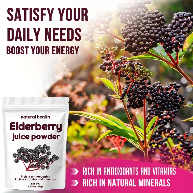 Elderberry Juice Powder 6.34oz – Natural Freeze-Dried Fruit Powder Peaceful Pleasures