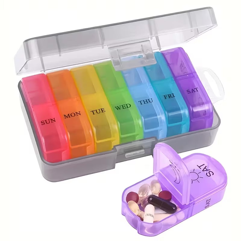Portable 7-Day Pill Organizer with Built-In Medicine Cutter Peaceful Pleasures