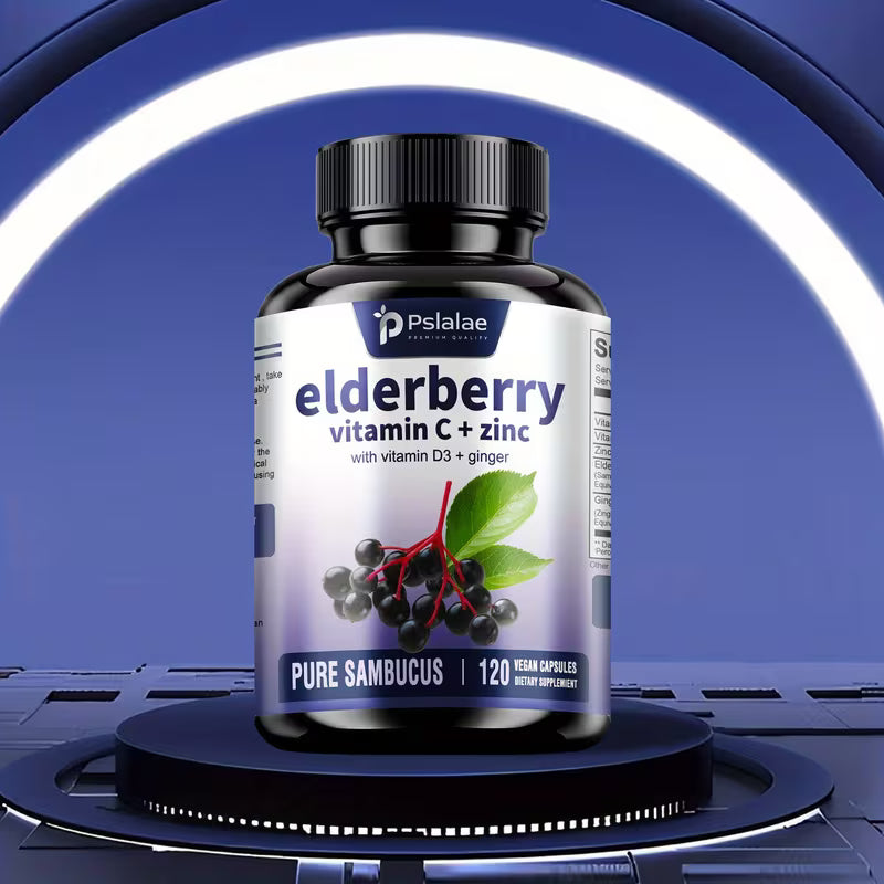 Elderberry with Vitamin C, D3, Ginger Root – 120ct Peaceful Pleasures