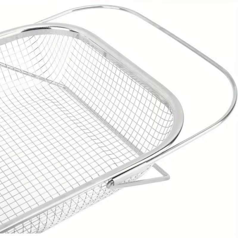 Metal mesh basket on a white background