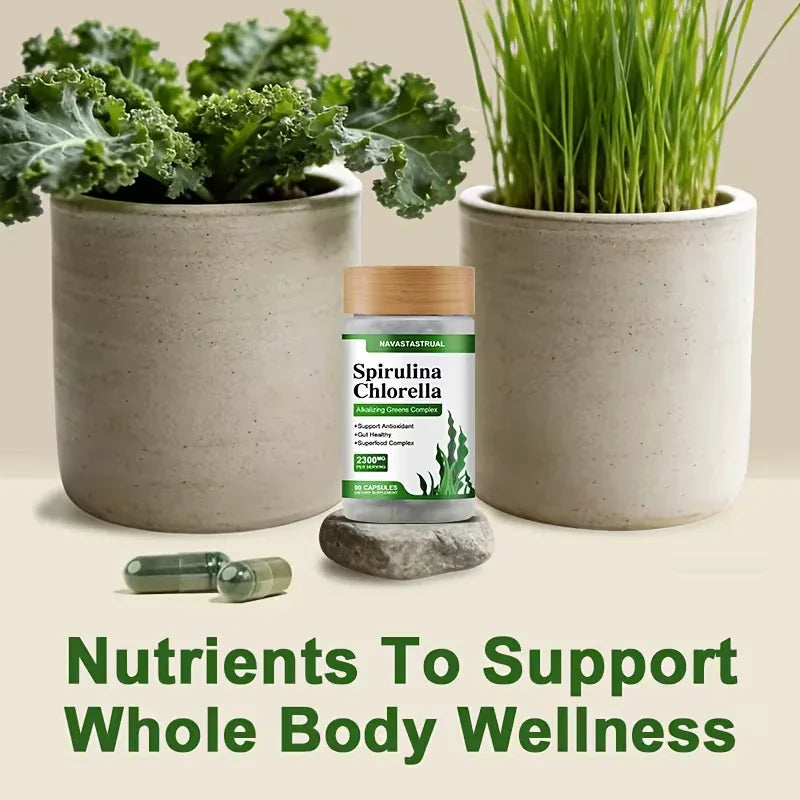 Spirulina & Chlorella 2300mg – 90 Capsules Peaceful Pleasures