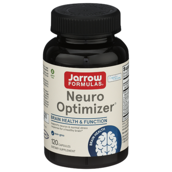 Bottle of Jarrow Formulas Neuro Optimizer supplement on a white background