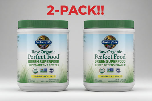 Garden of Life Raw Organic Perfect Food Juiced Greens Powder (Original/Stevia-Free), 60 Total Servings - Alkalize, Detoxify, Energize - 2 Pack Value