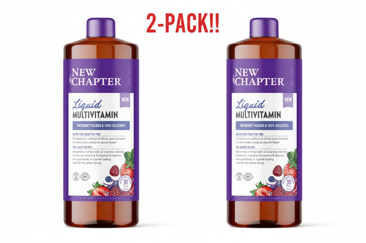 Two bottles of New Chapter Liquid Multivitamin on a white background with a 2-pack label.