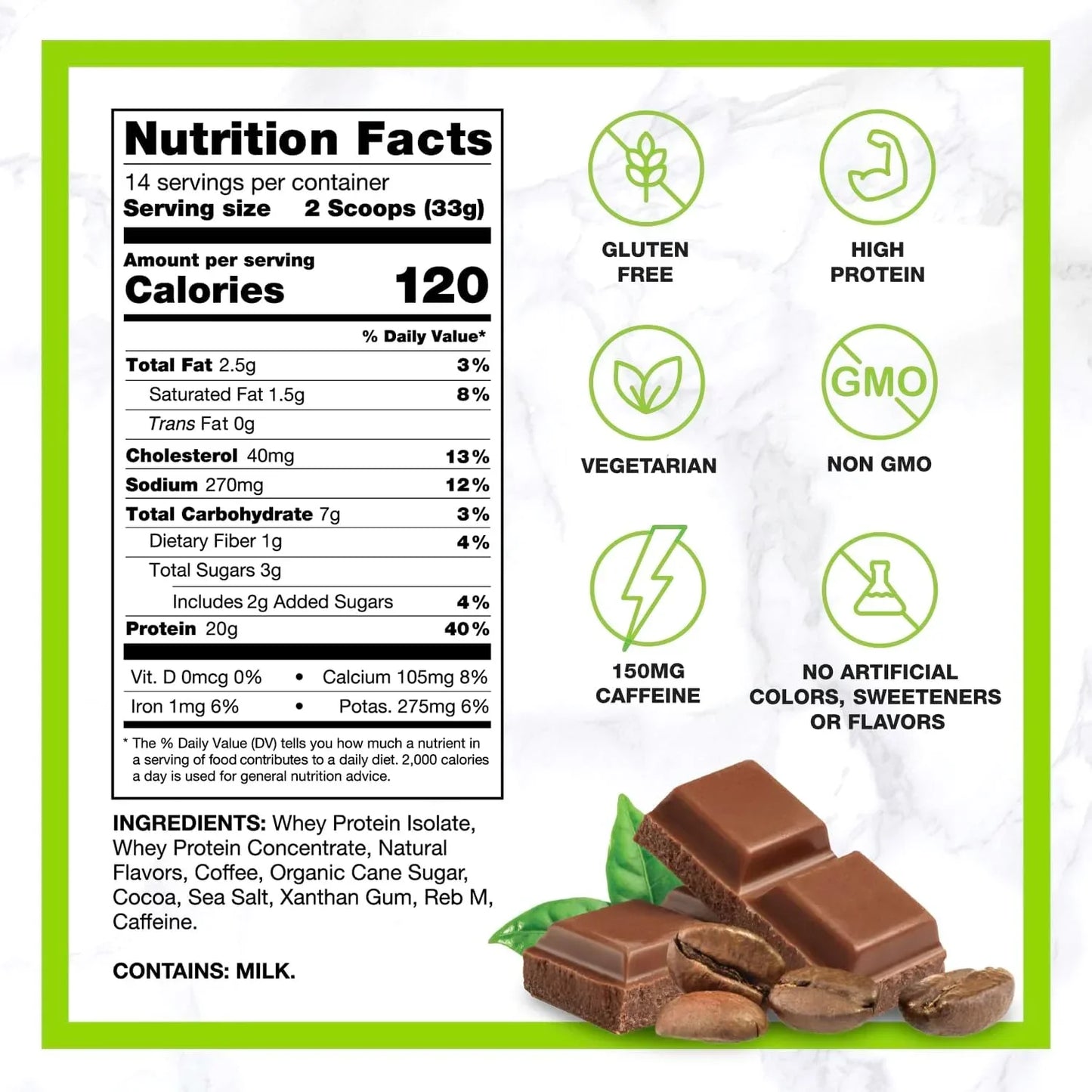 CHIKE Natural Caffe Mocha High Protein Iced Coffee, 14 Servings, 16.3 oz - 2 Pack! (28 Servings Total) Peaceful Pleasures Health and Wellness