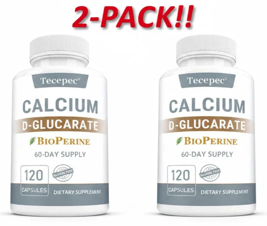 Calcium D-Glucarate 500mg + Black Pepper | Liver & Bone Health – 2 Pack (240 Capsules) Peaceful Pleasures