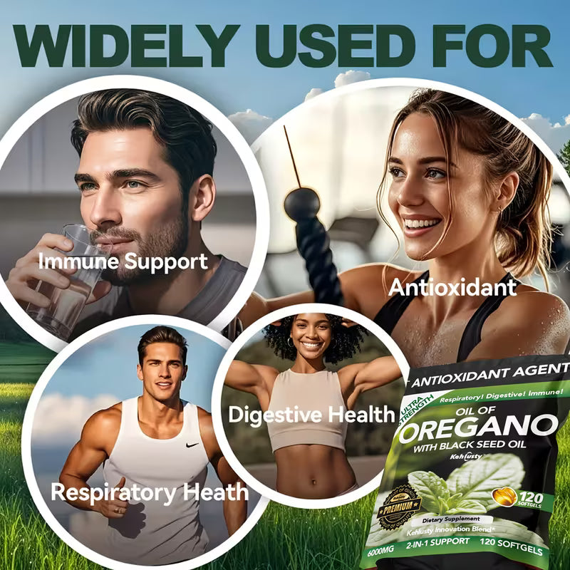 Kehlusty Oil of Oregano & Black Seed Oil Softgels 6000mg Peaceful Pleasures