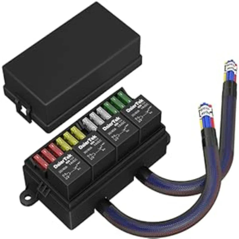 12V Pre-Wired Fuse & Relay Box – 4 Relays & 12-Way ATC/ATO Peaceful Pleasures Health and Wellness