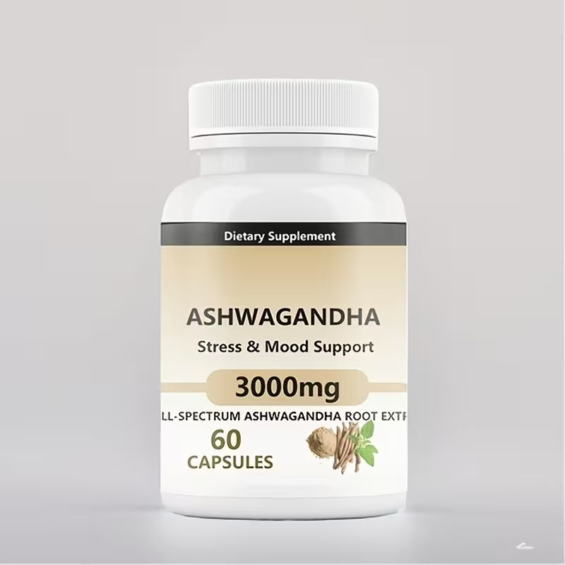 Ashwagandha Capsules 3000mg – Stress Relief & Mood Support | 60 Ct Peaceful Pleasures