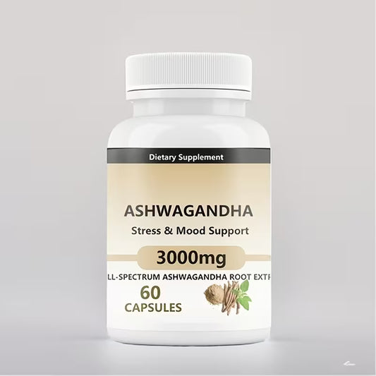 Ashwagandha Capsules 3000mg – Stress Relief & Mood Support | 60 Ct Peaceful Pleasures