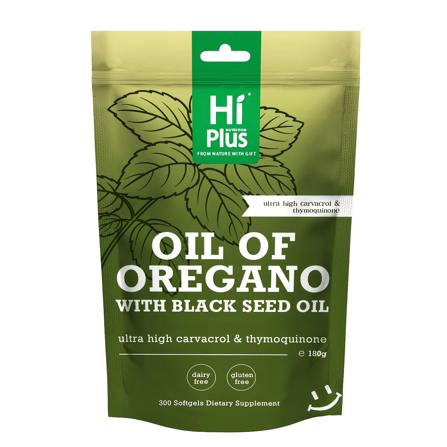 Hi Plus Oil Of Oregano Softgels 300 Count | 2-in-1 Formula With Black Seed Oil 200mg, 4X Strength Carvacrol & Thymoquinone | Plant-Based, Immune Support Herbal Supplements Dropshipman