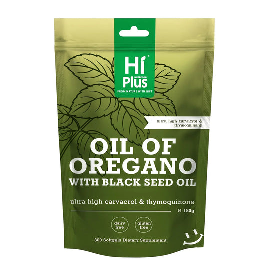 Hi Plus Oil Of Oregano Softgels 300 Count | 2-in-1 Formula With Black Seed Oil 200mg, 4X Strength Carvacrol & Thymoquinone | Plant-Based, Immune Support Herbal Supplements Dropshipman