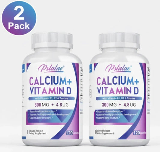 Calcium & Vitamin D with B1, B2 & Taurine – 120 Capsules (2-Pack) Peaceful Pleasures
