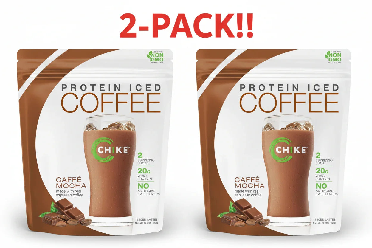 CHIKE Natural Caffe Mocha High Protein Iced Coffee, 14 Servings, 16.3 oz - 2 Pack! (28 Servings Total) Peaceful Pleasures Health and Wellness