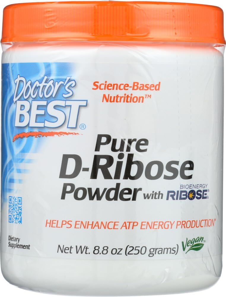 Container of Doctor's Best Pure D-Ribose Powder with orange lid