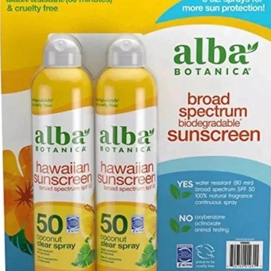 Alba Botanica Hawaiian Sunscreen SPF 50, 6 oz Coconut Revitalizing Lotion, 2-Pack, Water Resistant and Biodegradable