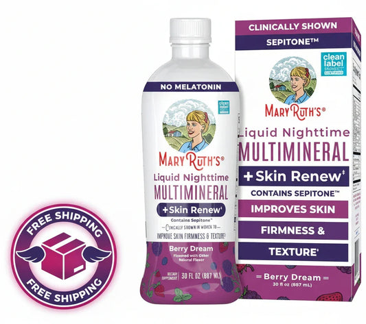 MaryRuth's Nighttime Liquid Multimineral + Skin Renew 30 fl oz Berry Dream Peaceful Pleasures Health and Wellness