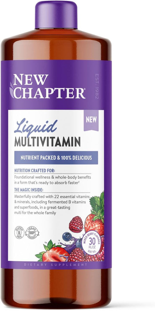 New Chapter Liquid Multivitamin bottle with a purple label on a white background