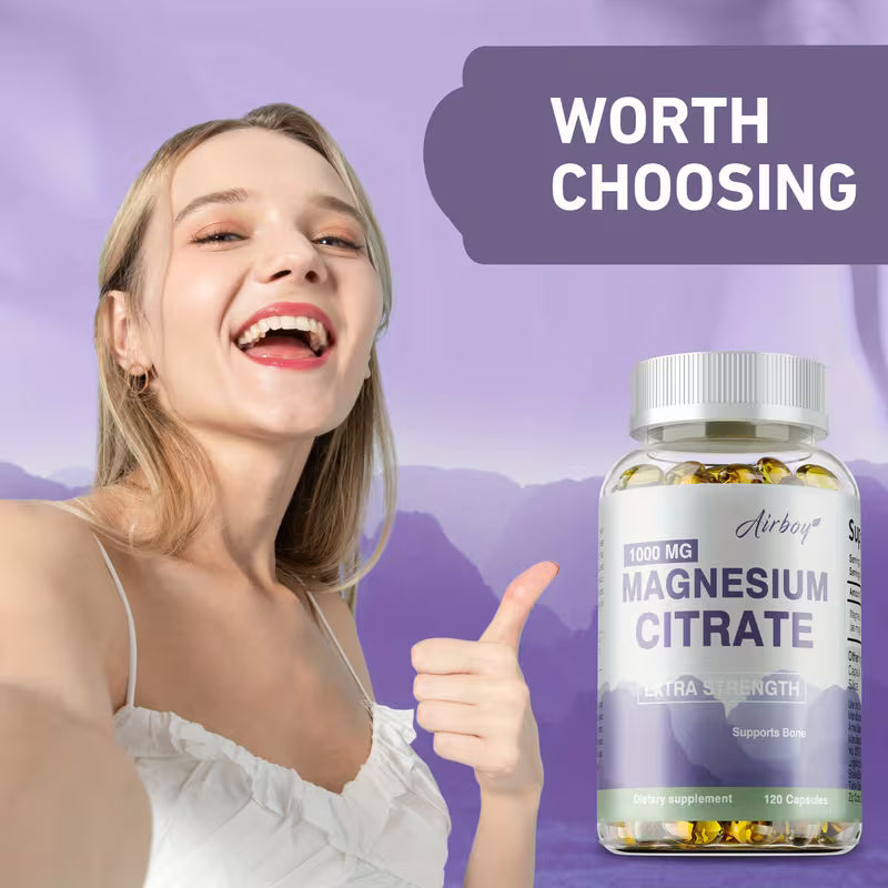 Magnesium Citrate 1000mg – Muscle & Nerve Support, 120 Capsules Peaceful Pleasures