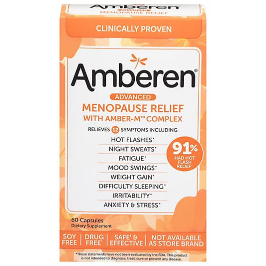 Amberen Menopause Relief supplement box on a white background