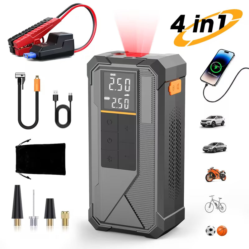 8000mAh Portable Car Jump Starter with Air Compressor Peaceful Pleasures