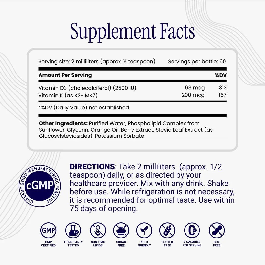 Rho Nutrition Liposomal D3K2 – 4oz Liquid Vitamin D3+K2 Supplement Peaceful Pleasures Health and Wellness