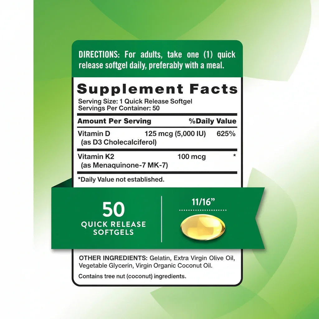 Nature's Truth Ulta K2 D3 50 Quick Release Soft-gels Peaceful Pleasures Health and Wellness