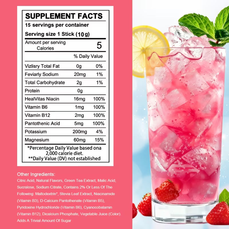 Zero Sugar Mixed Flavors Electrolyte Drink with Vitamins B3/B6/B12/B5 Peaceful Pleasures