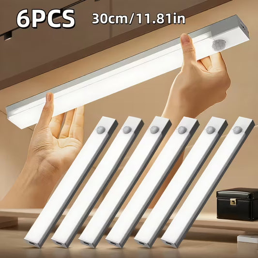 6pcs LED Motion Sensor Cabinet Light – USB Rechargeable Peaceful Pleasures