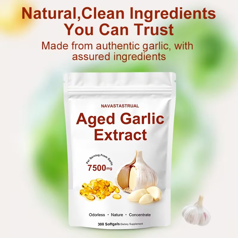High Potency Aged Garlic Softgels – 300 Count, 7,500mg Peaceful Pleasures