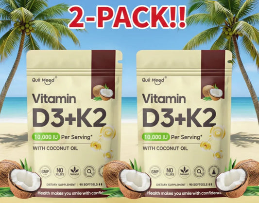 Vitamin D3 10000 IU + K2 200mcg | Bone & Heart Support Softgels – 2 Pack Peaceful Pleasures