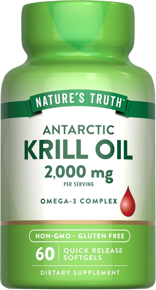 Nature's Truth Antarctic Krill Oil supplement bottle on a white background