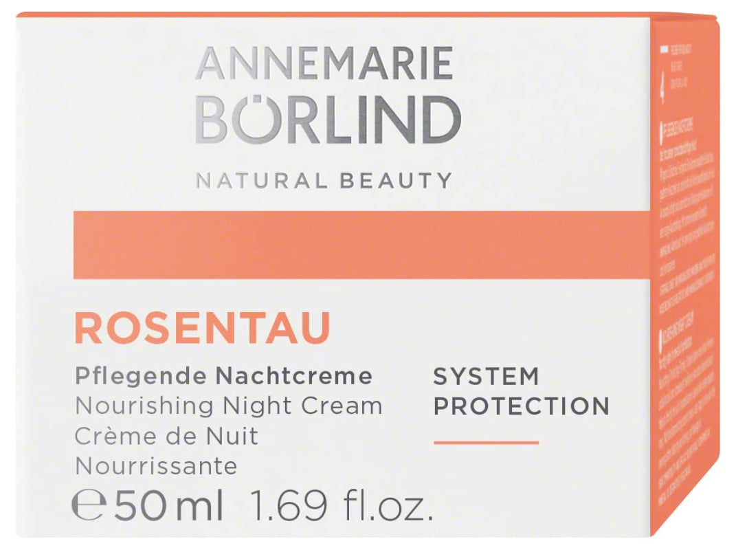 Box of Annemarie Borlind Rosentau Nourishing Night Cream with product details.