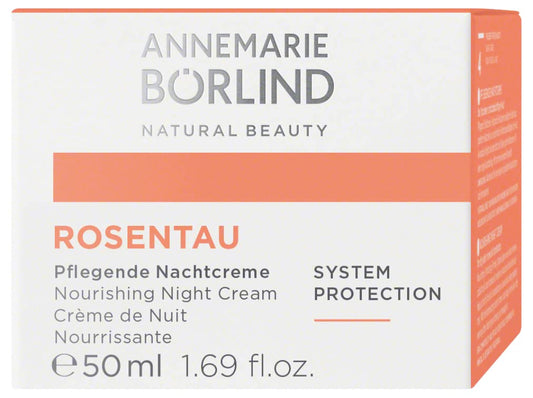 Box of Annemarie Borlind Rosentau Nourishing Night Cream with product details.