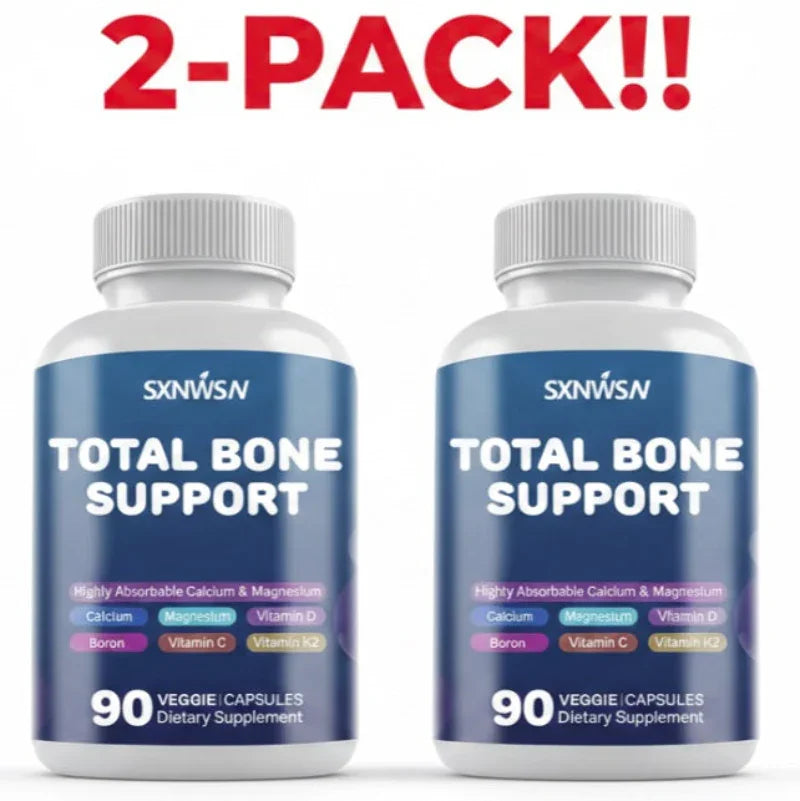Total Bone Support Supplement – Plant-Based Calcium with Calcium, Magnesium, Zinc, Copper, Manganese, Potassium (2-Pack) Peaceful Pleasures