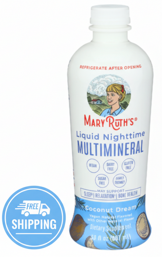 Mary Ruth's Liquid Nighttime Multimineral bottle on a white background