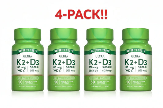Nature's Truth Vitamin K2 D3 50 Quick Release Soft-gels 4Pack! 200 Soft-gels Total Peaceful Pleasures Health and Wellness
