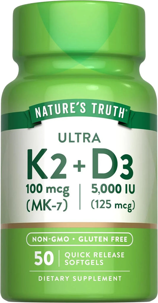 Nature's Truth Ulta K2 D3 50 Quick Release Soft-gels Peaceful Pleasures Health and Wellness