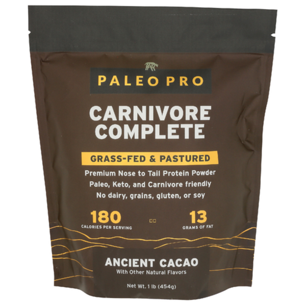 Paleo Pro Carnivore Complete protein powder package on a white background