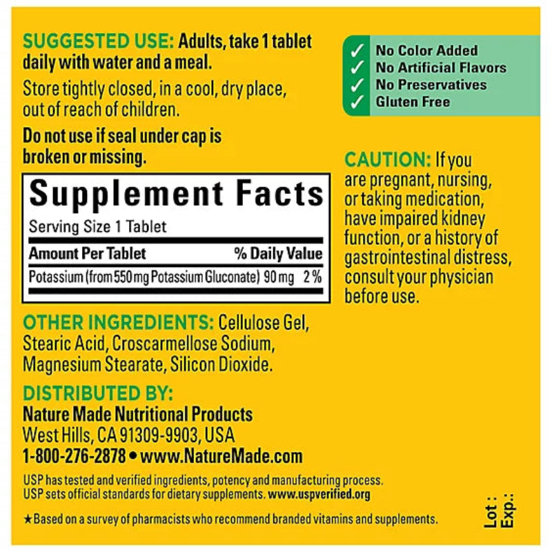 Supplement label with text on a yellow background