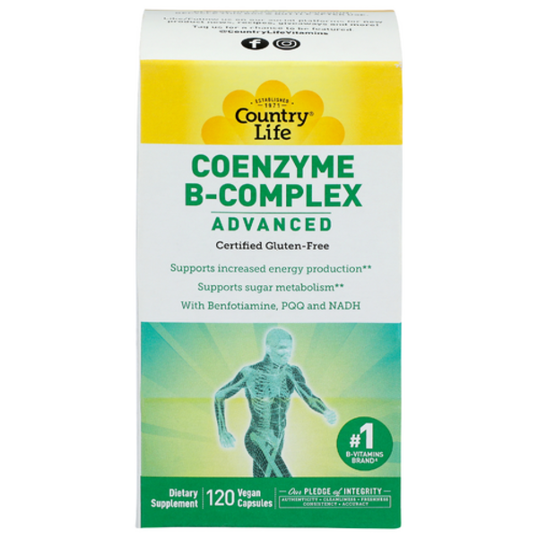 Box of Country Life Coenzyme B-Complex Advanced dietary supplement on a white background