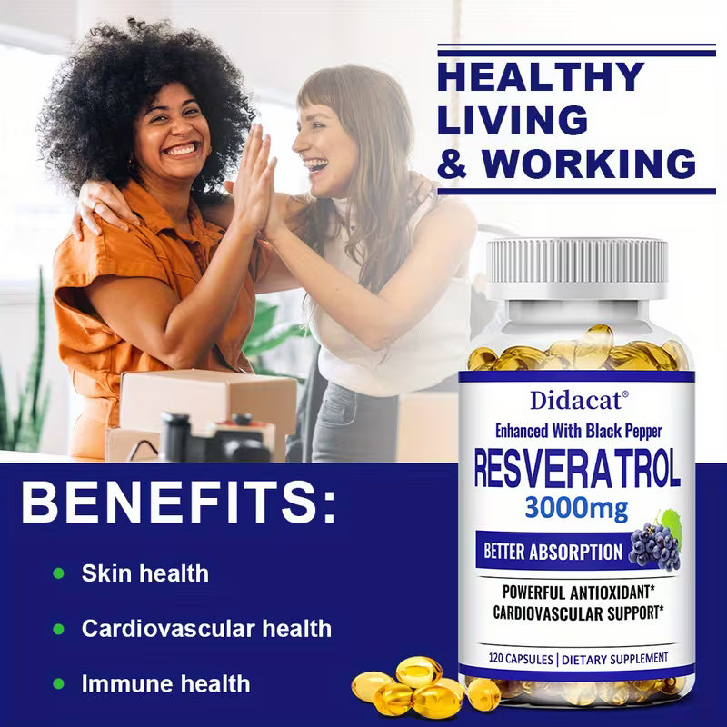 Supplement bottle with capsules and two people high-fiving, labeled 'Healthy Living & Working'.