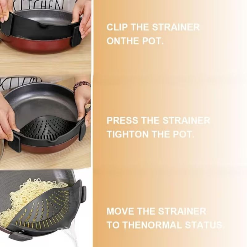 Silicone Clip-On Strainer for Pots & Pans – Kitchen Colander Peaceful Pleasures