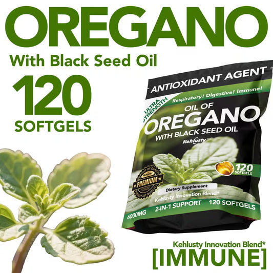 Oil of Oregano Softgels 6000mg | Black Seed Oil | 120ct Peaceful Pleasures