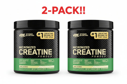Optimum Nutrition Micronized Creatine Powder container on a white background