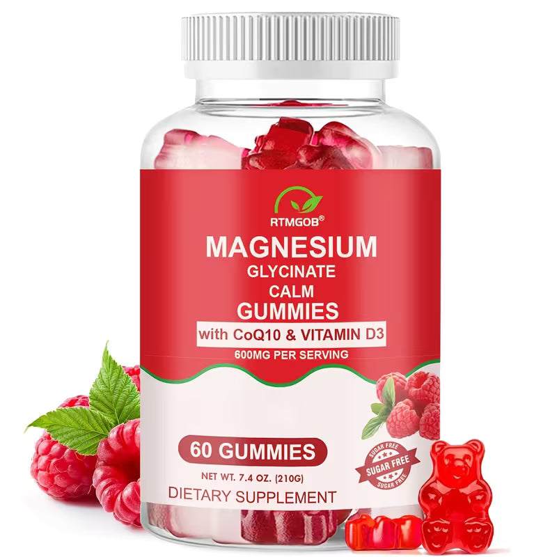 Magnesium Glycinate Calm Gummies with CoQ10 & Vitamin D3 – 600mg, 60 Count Peaceful Pleasures Health and Wellness